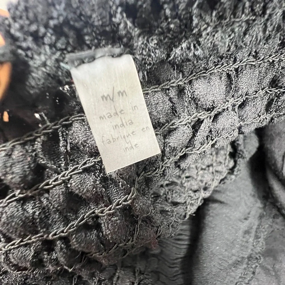 Free People FP One Maxi Dress Womens M Black Crochet Lace Boho Fiesta Ruffle